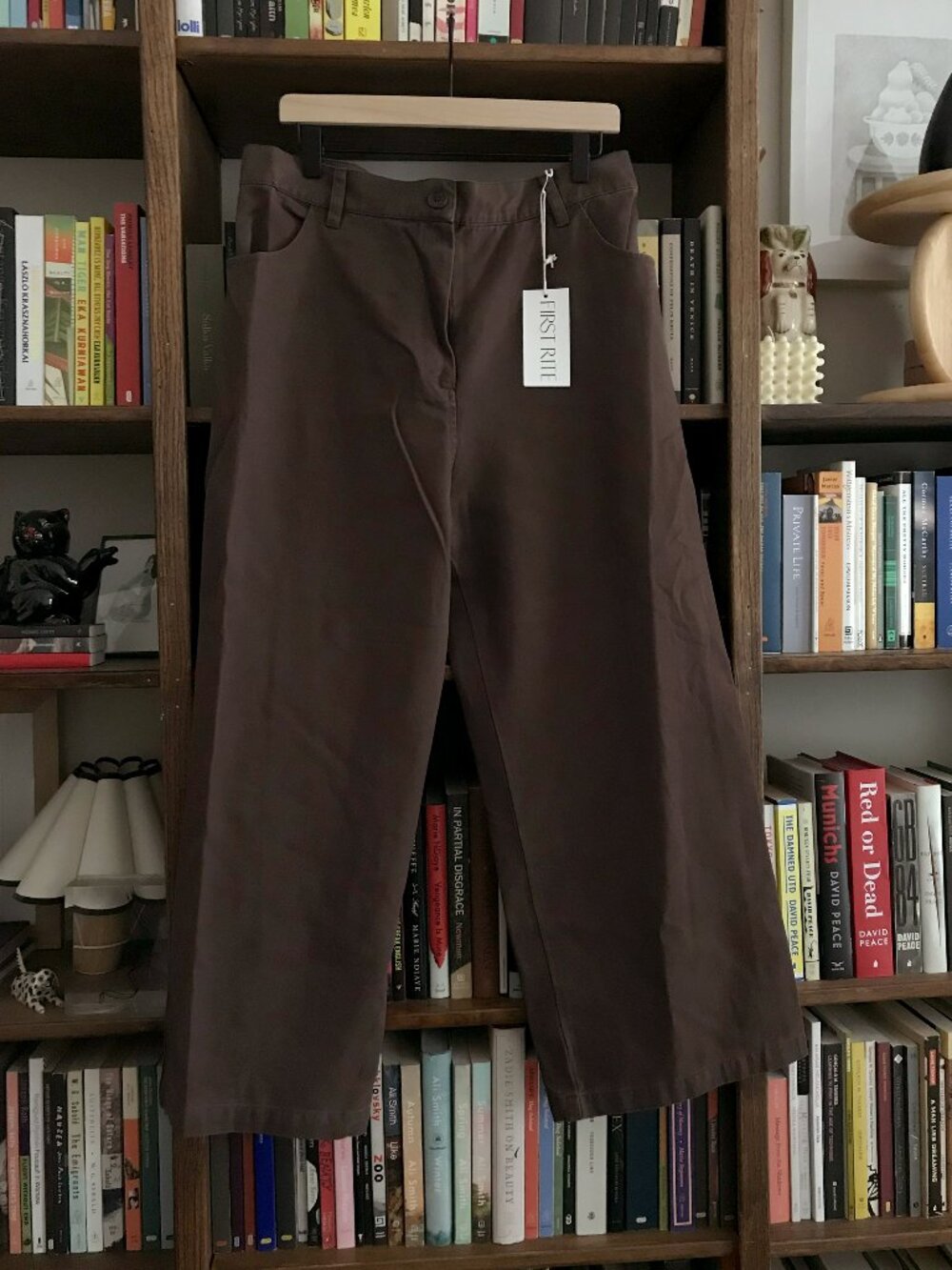First Rite Wide Trouser (high rise, wide leg pant) in Walnut brown